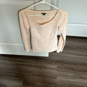 Express cream long sleeve lace top